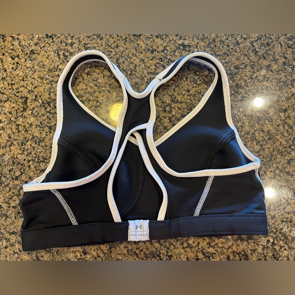 Under Armour sports bra. Black with white trim. Size Medium 34-36 - Picture 7 of 9
